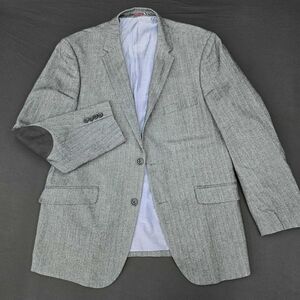 US Polo Assn Sport Coat Dark Gray 100% Cotten Shell Blazer Mens 44R Herringbone